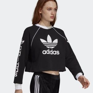 Adidas Black White Cropped Long Sleeve Sweater